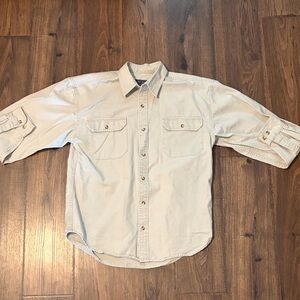 Casual Light Beige Button-Down Shirt - Men